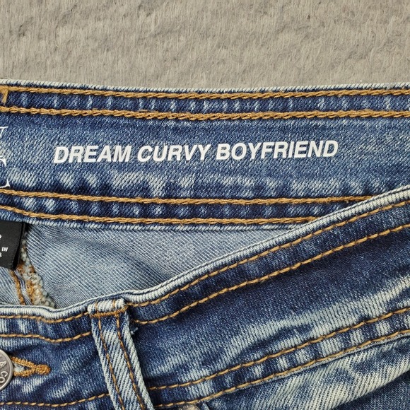 New York & Company Dream Curvy Boyfriend Jeans Womens 8 Blue Denim Distressed - Picture 8 of 10